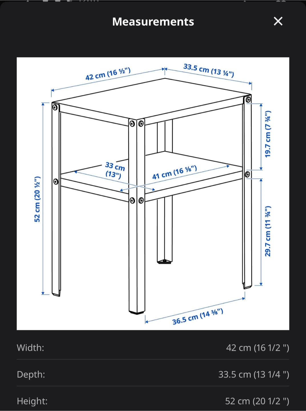 IKEA Small Coffee Table / Side Table – Black Metal - photo 4