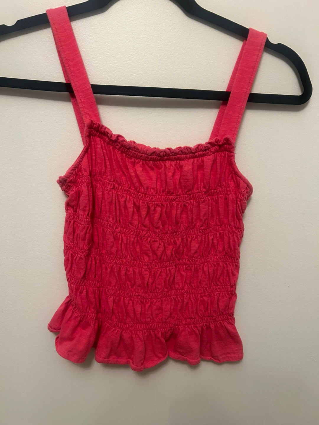 Smocked Cropped Tank Top - Coral Pink