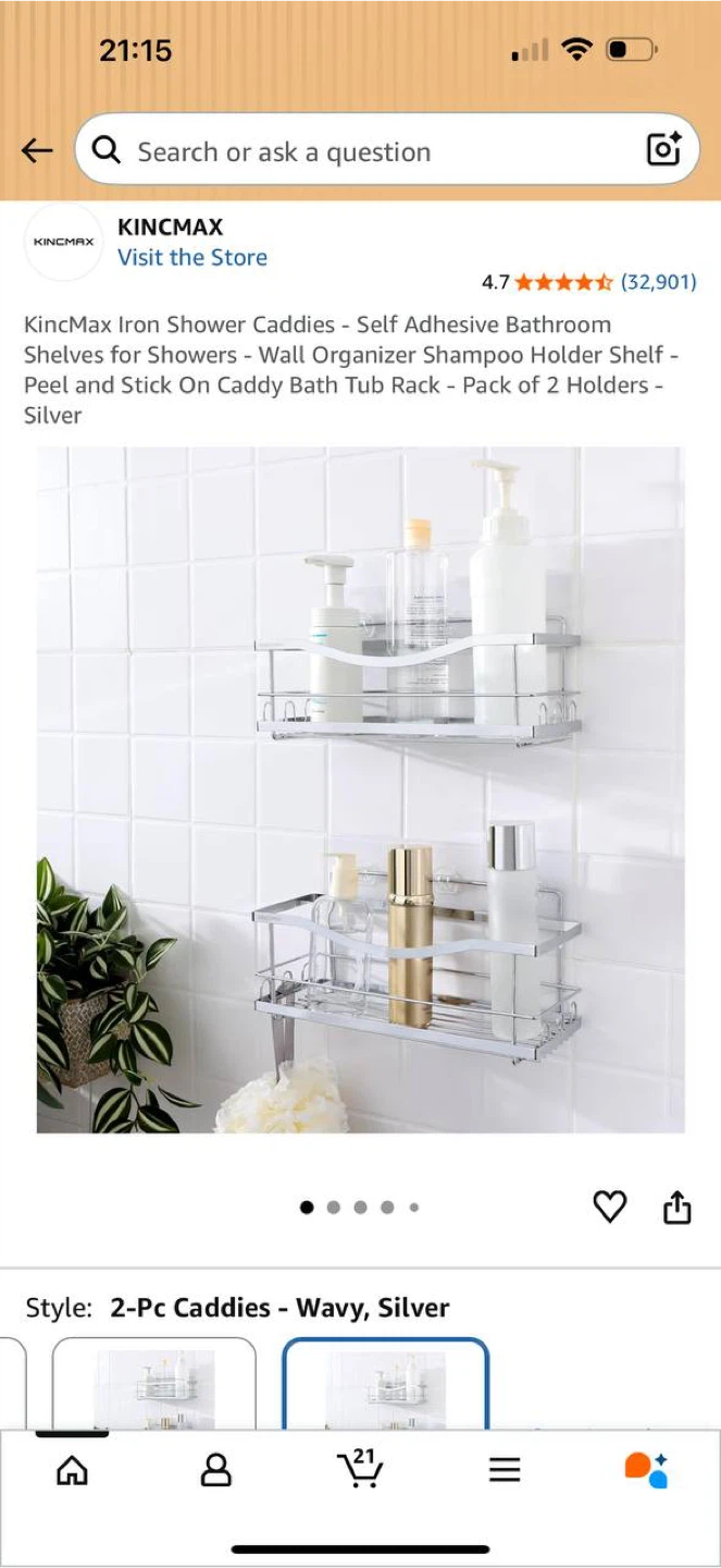 KINCMAX Iron Shower Caddies – Bathroom Shelf Organizer (2-Pack)