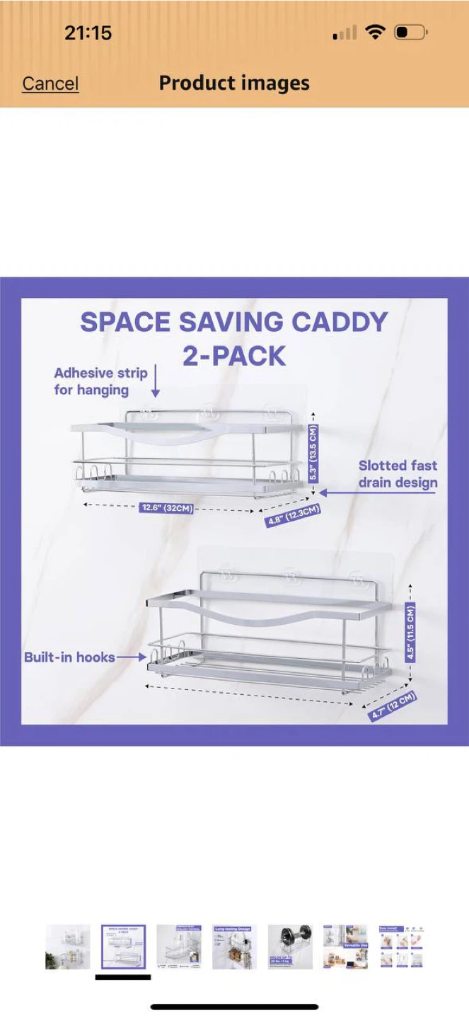 KINCMAX Iron Shower Caddies – Bathroom Shelf Organizer (2-Pack) - photo 2