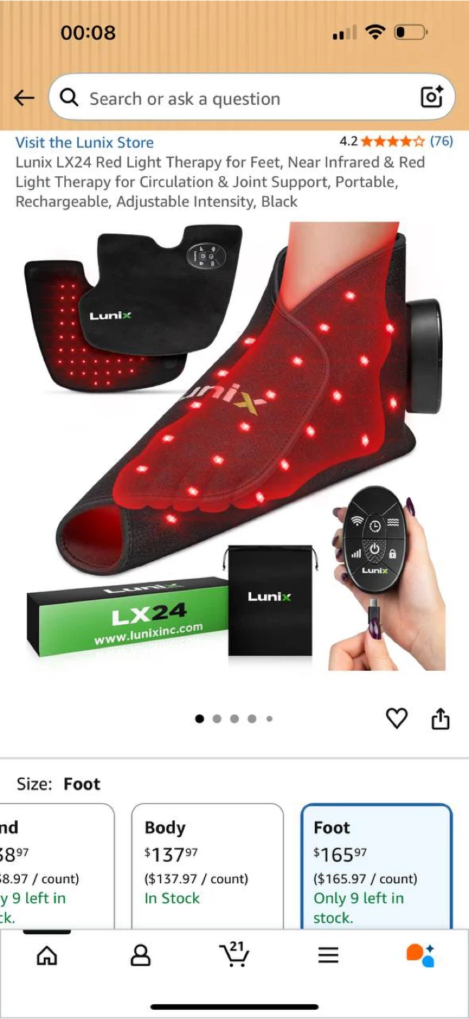 Lunix LX24 Red Light Foot Relaxation Device–Rechargeable Remote