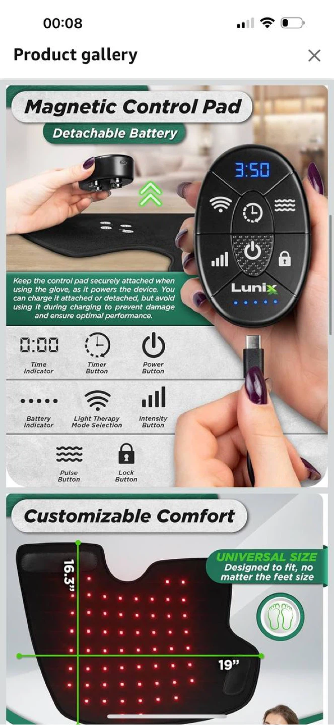 Lunix LX24 Red Light Foot Relaxation Device–Rechargeable Remote - photo 3