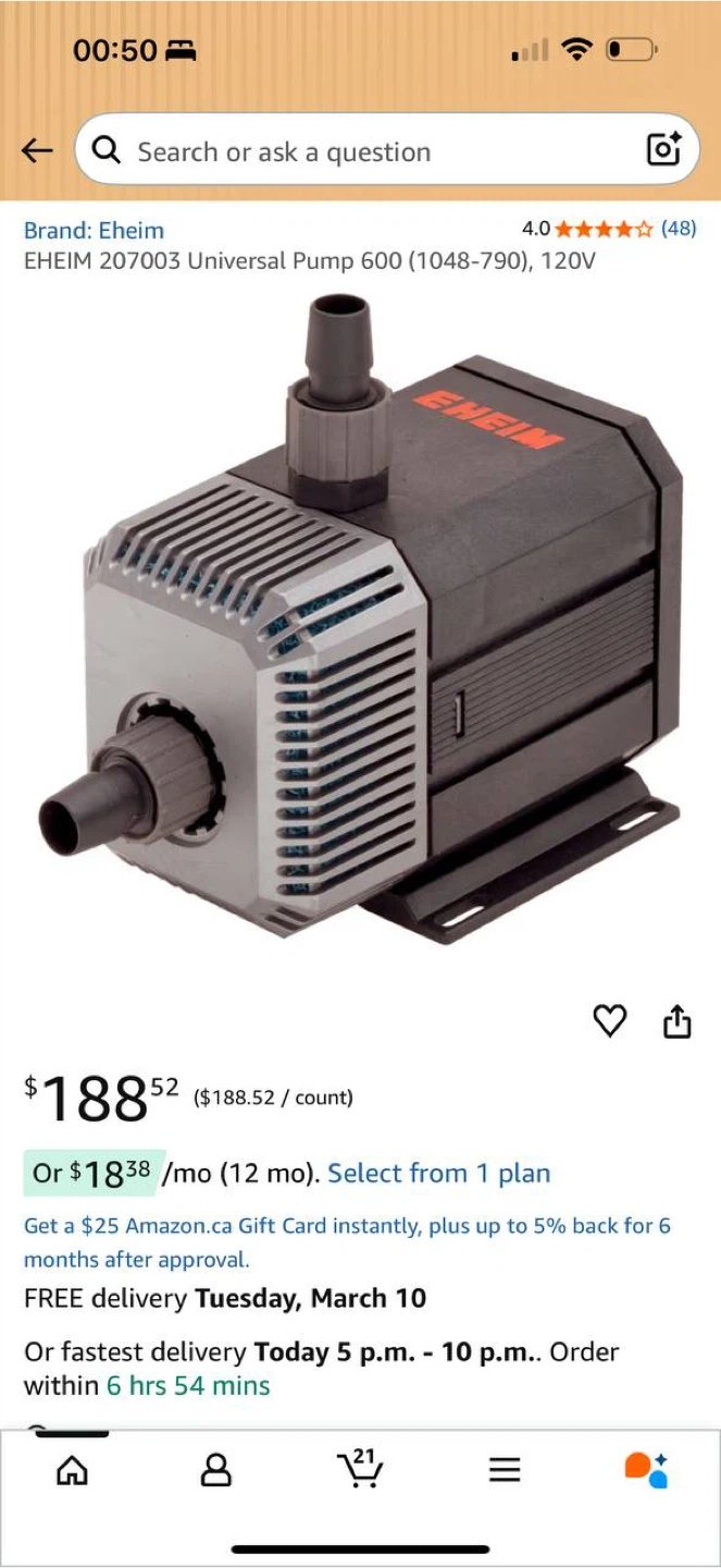 EHEIM Universal Pump 600 Aquarium Pump (Typ 1048) – Open Box