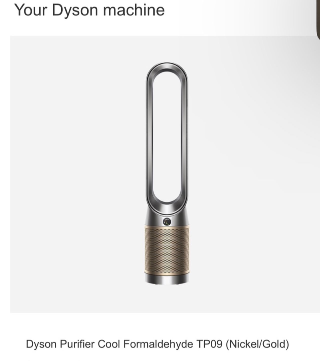 Dyson Purifier Cool Formaldehyde TP09 Air Purifier (Nickel/Gold)
