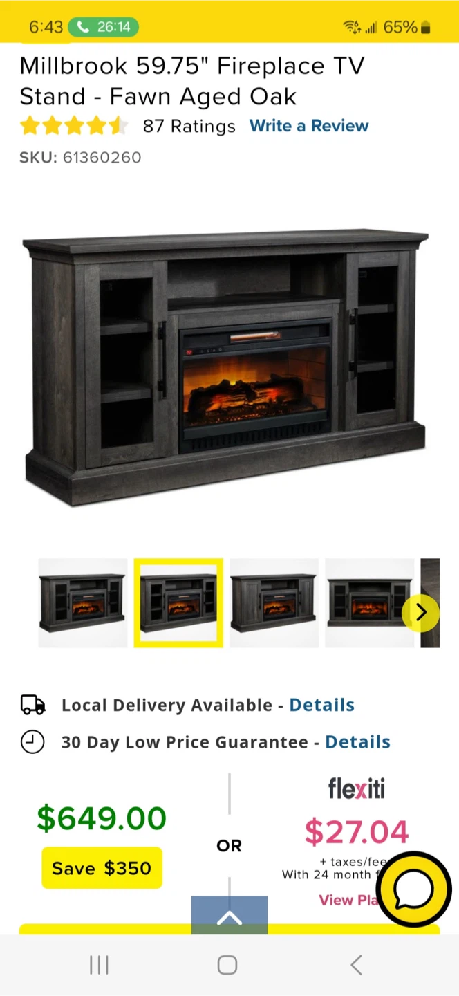 !!BRAND NEW NEVER OPENED!!  Fireplace TV Stand - Fawn Aged Oak