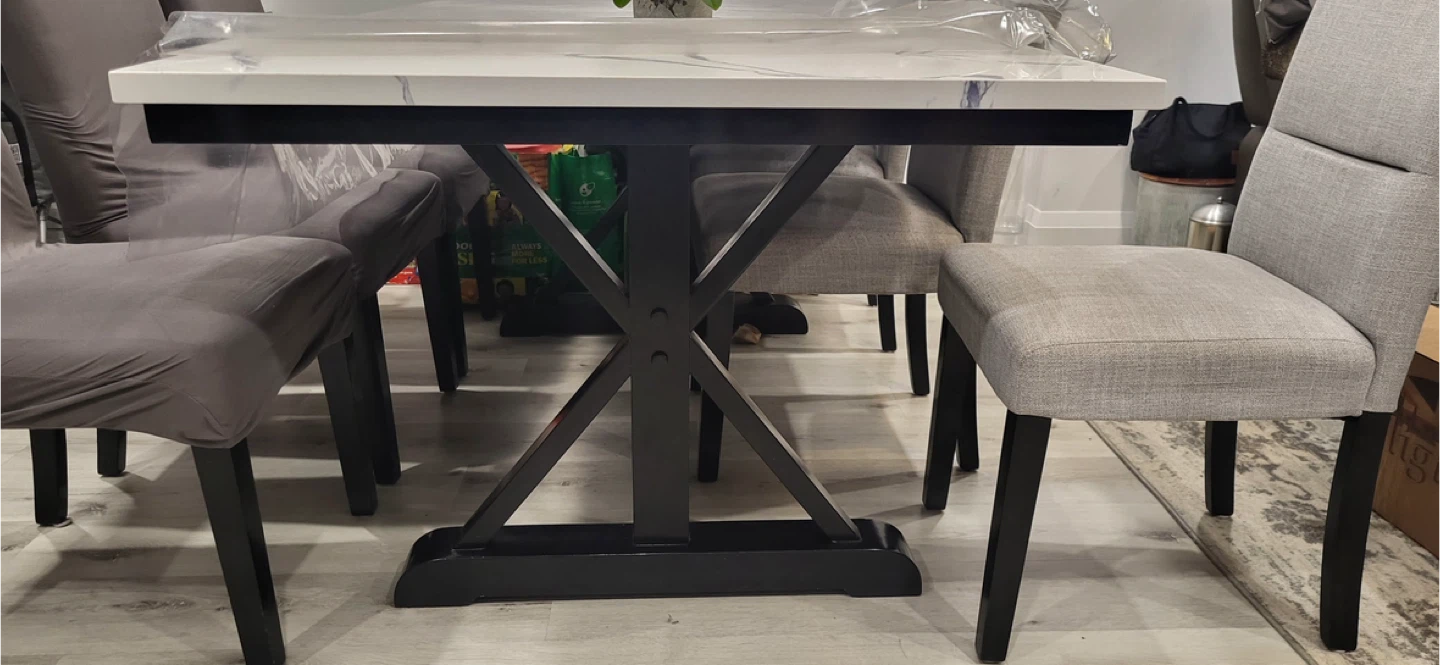 Marble Top Dining Table with Chairs
