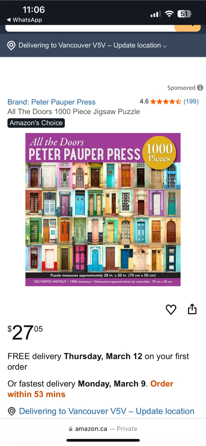 Peter Pauper Press All The Doors 1000 Piece Jigsaw Puzzle