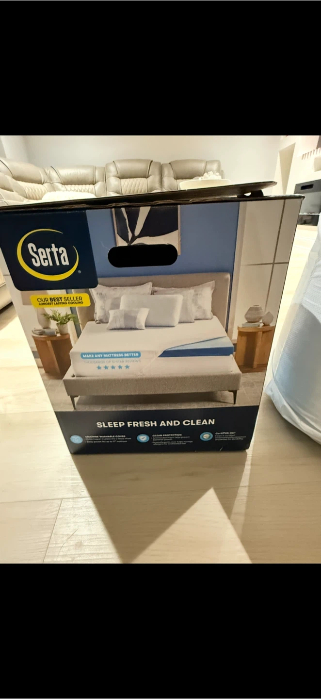 Serta queen size cooling gel mattress topper new in plastic - photo 3