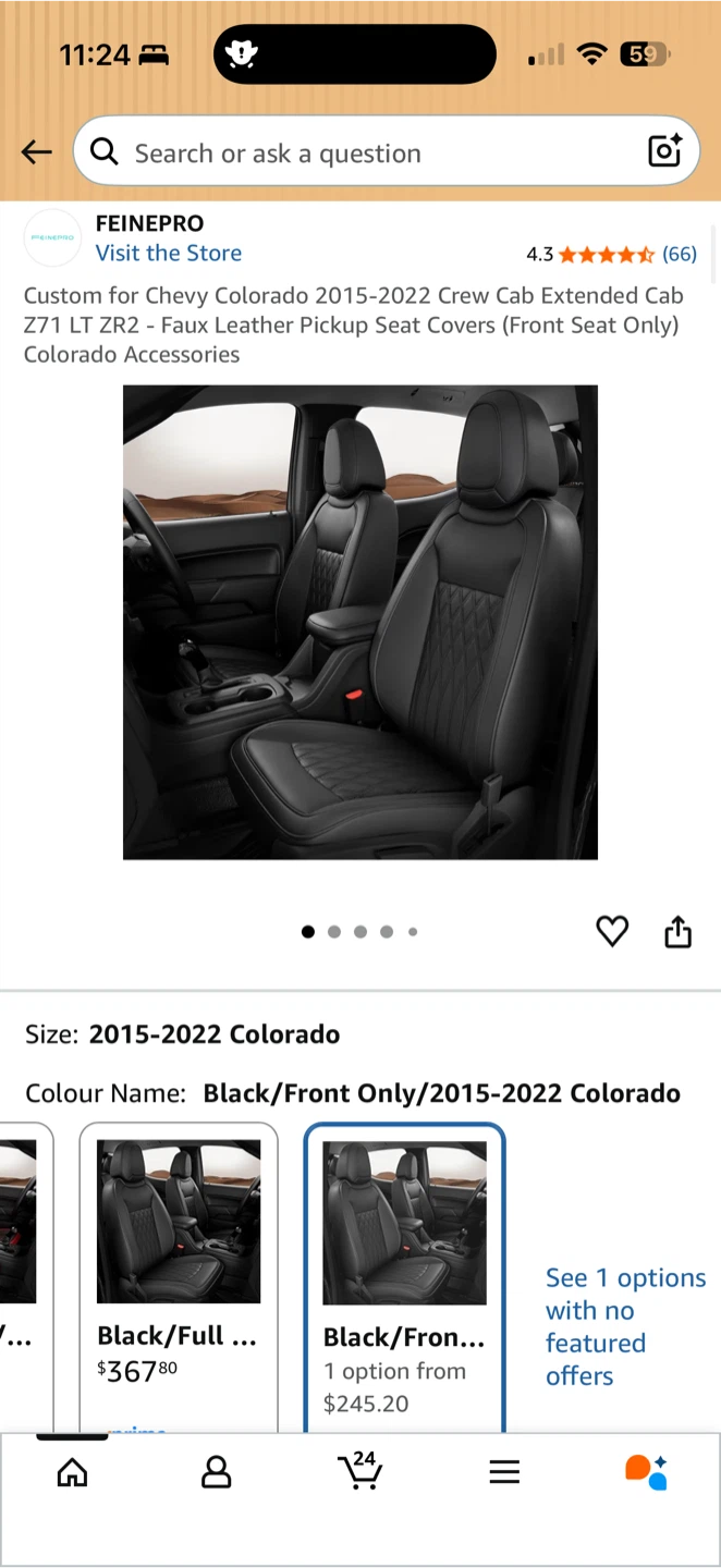 Chevy Colorado 2015-2022 Front Seat Covers – Faux Leather – New