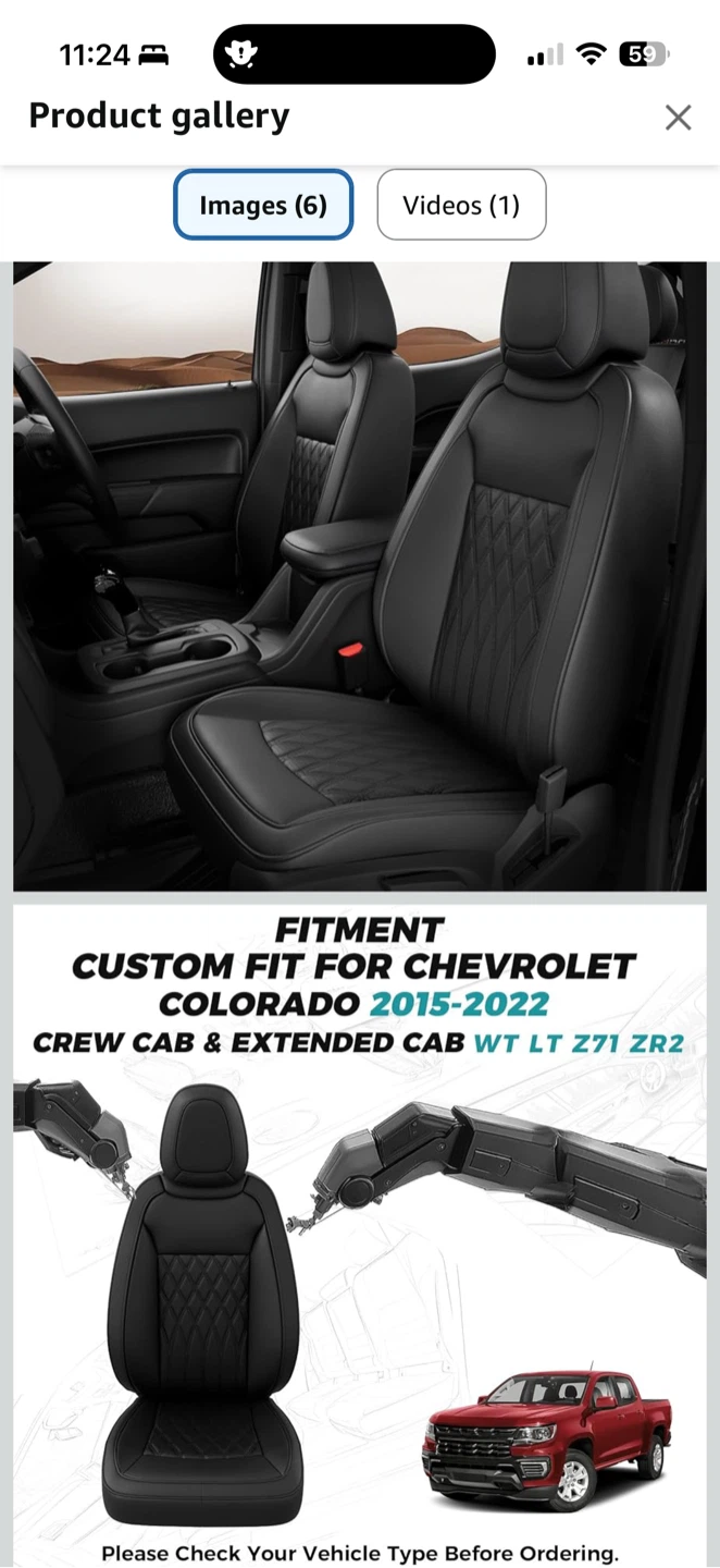 Chevy Colorado 2015-2022 Front Seat Covers – Faux Leather – New - photo 2