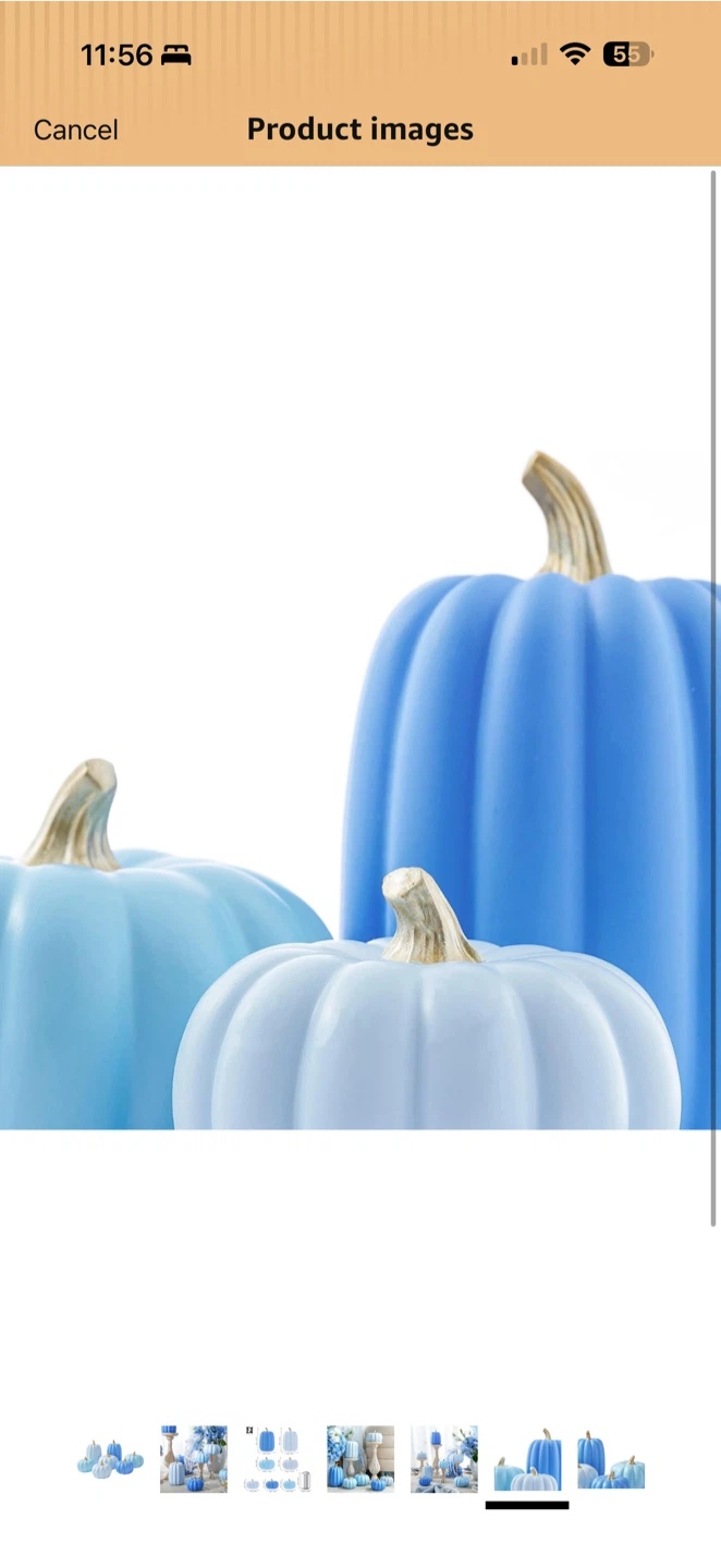 Decorative Pumpkin Set – Blue Fall Table Decor – 7 Pieces - photo 3