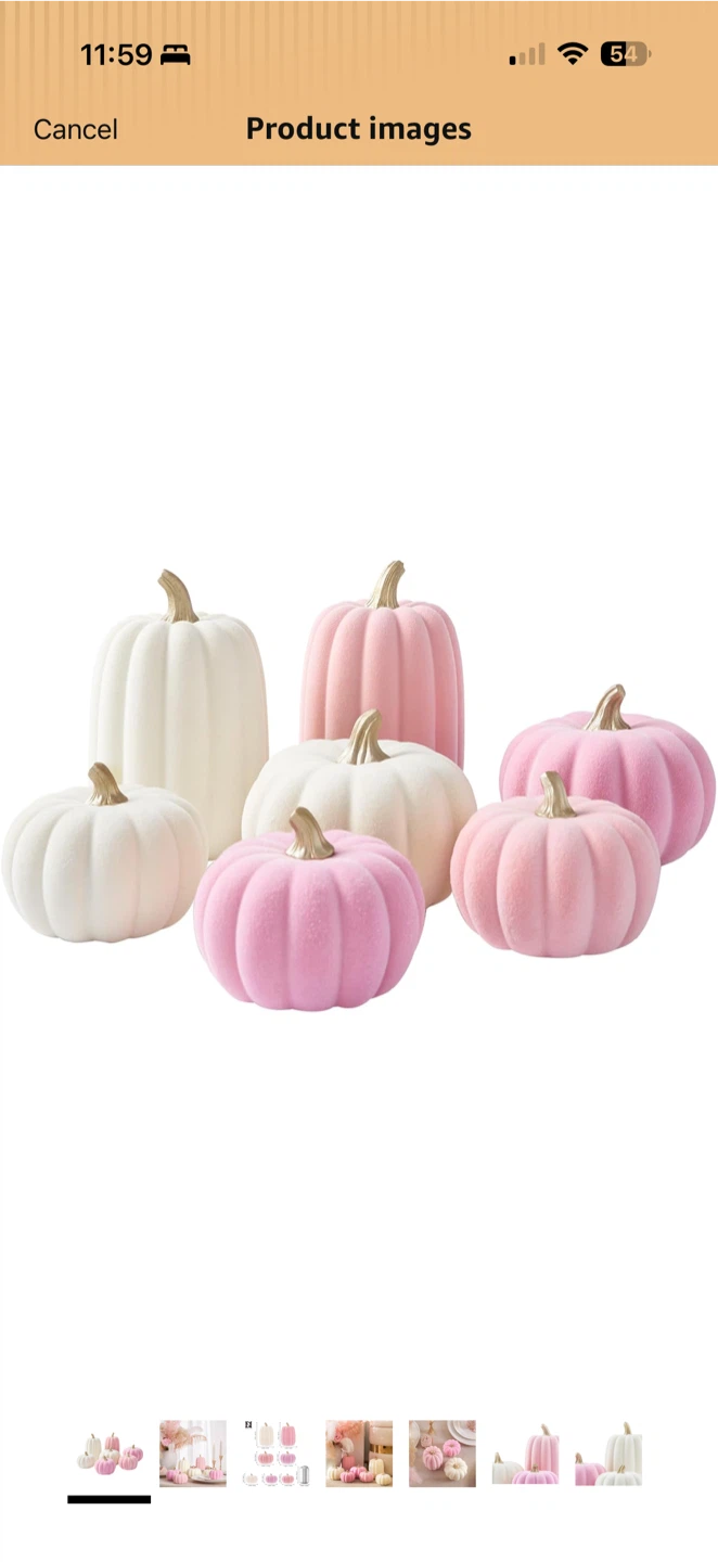 Decorative Pumpkin Set – Pink & Cream Fall Decor – 7 Pieces