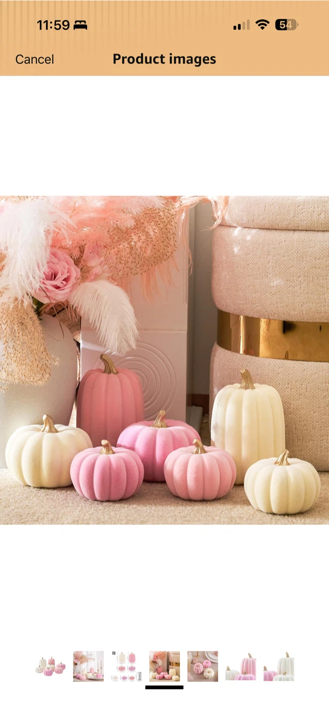 Decorative Pumpkin Set – Pink & Cream Fall Decor – 7 Pieces - photo 3
