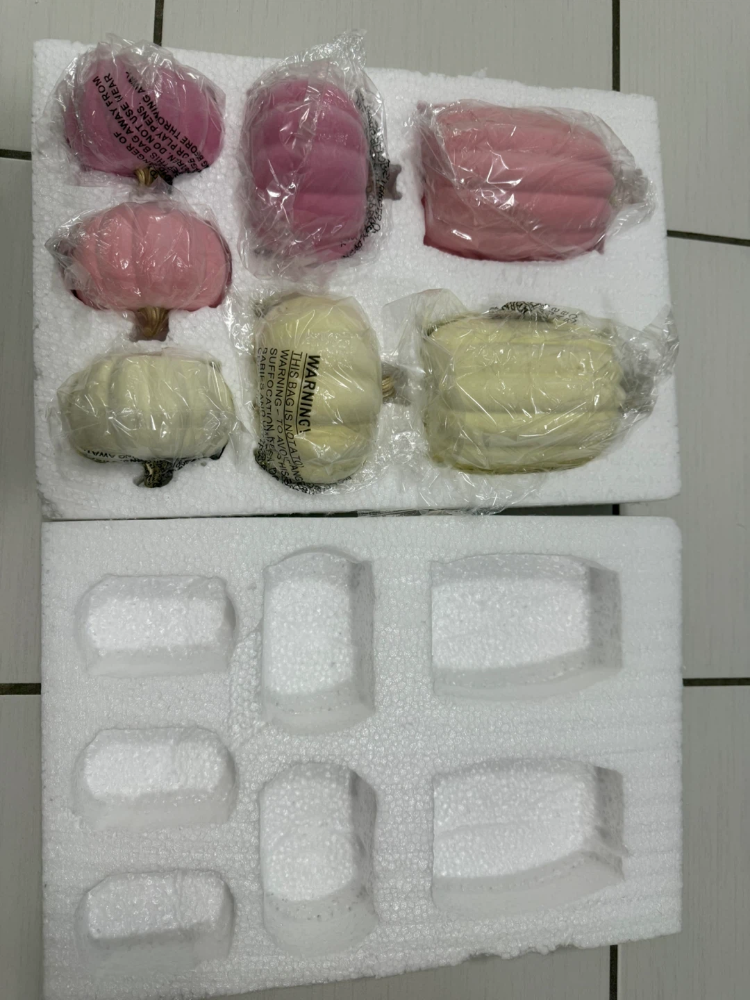 Decorative Pumpkin Set – Pink & Cream Fall Decor – 7 Pieces - photo 4