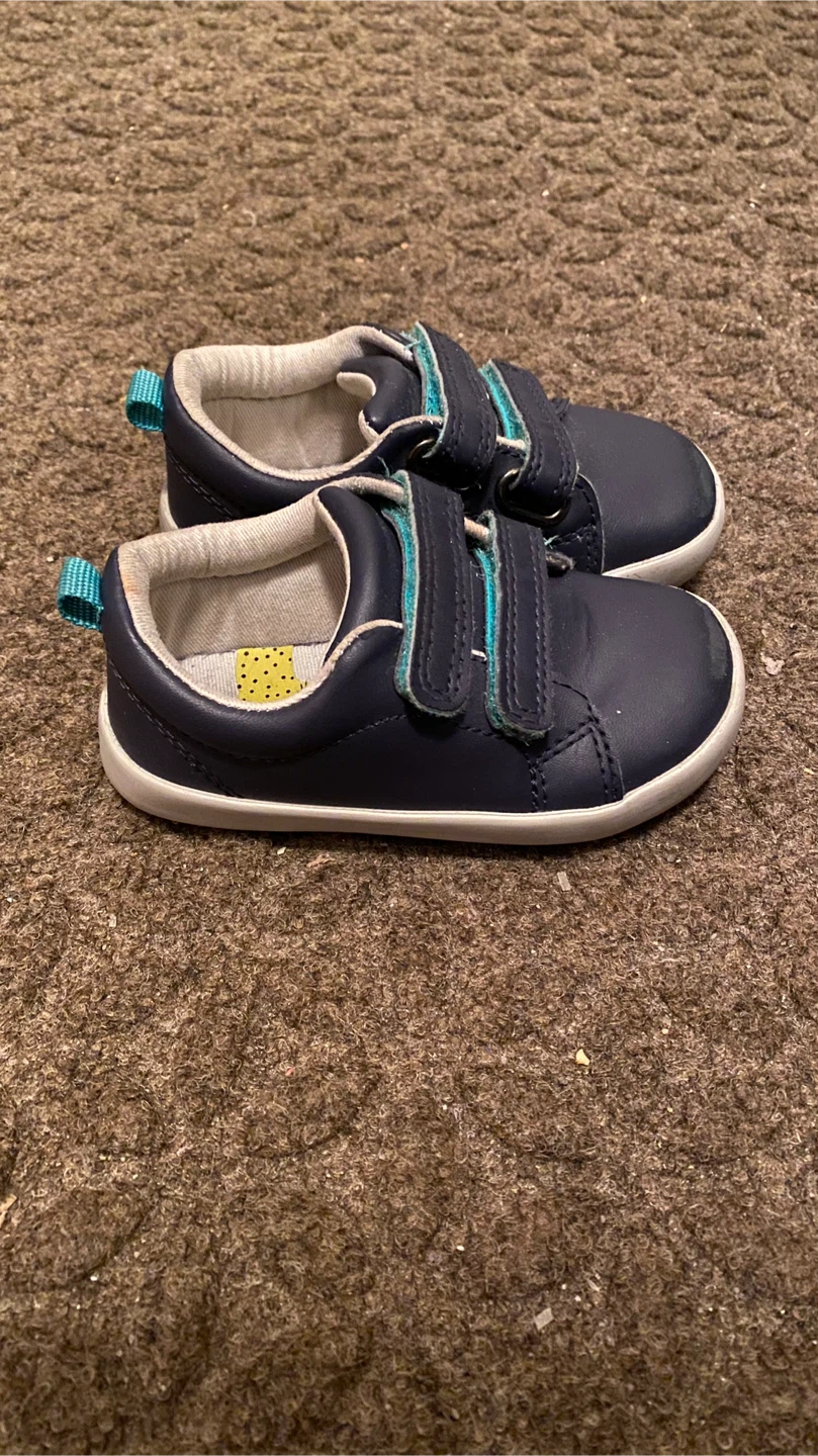 Ten Little Navy Blue Hook and Loop Shoes Size 7
