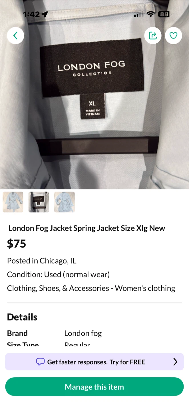 London fog jacket new size Xlg - photo 3