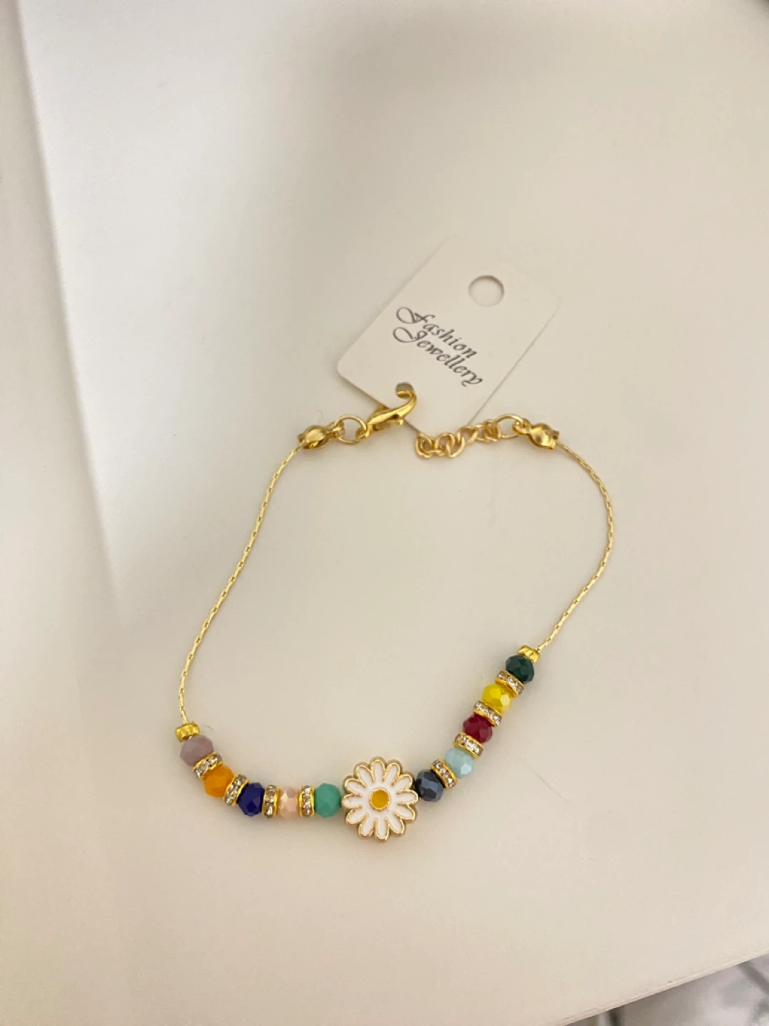 Daisy Charm Beaded Bracelet