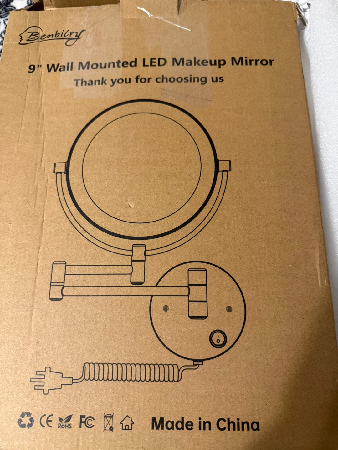 Benbiry 9" Wall Mounted LED Makeup Mirror - photo 5