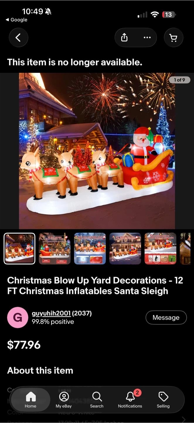 12.5 FT Christmas Inflatable Santa Sleigh with Reindeer