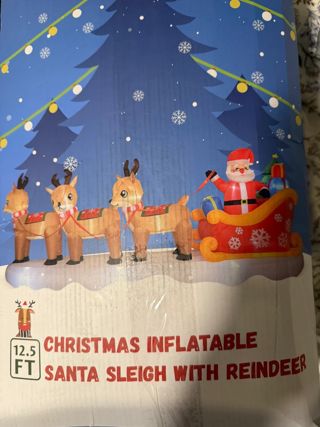 12.5 FT Christmas Inflatable Santa Sleigh with Reindeer - photo 2
