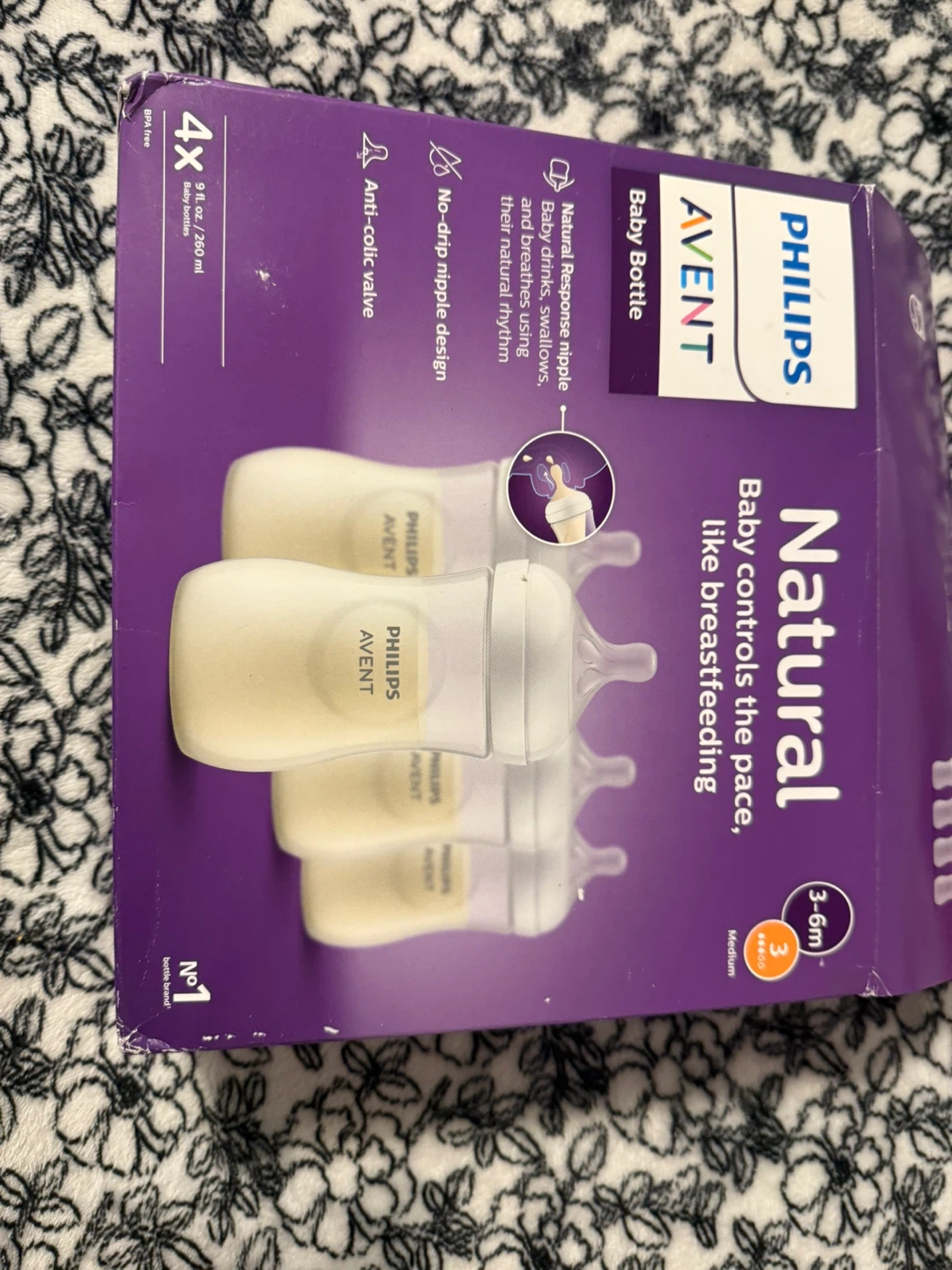 Philips AVENT Natural Baby Bottles, 9oz, 4 Count