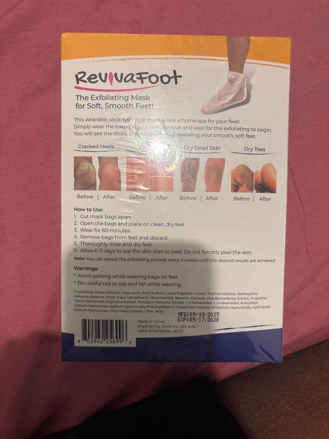 RevivaFoot Exfoliating Mask for Soft, Smooth Feet - 2 Pairs - photo 2