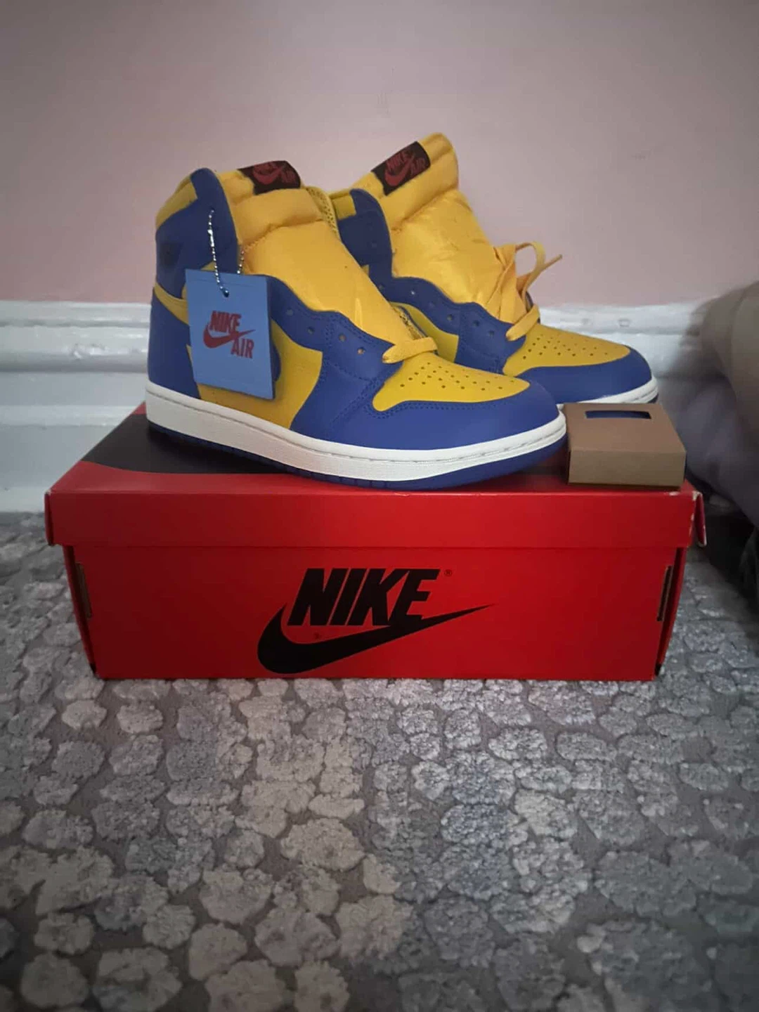Nike Air Jordan 1 High Top Sneakers Blue Yellow