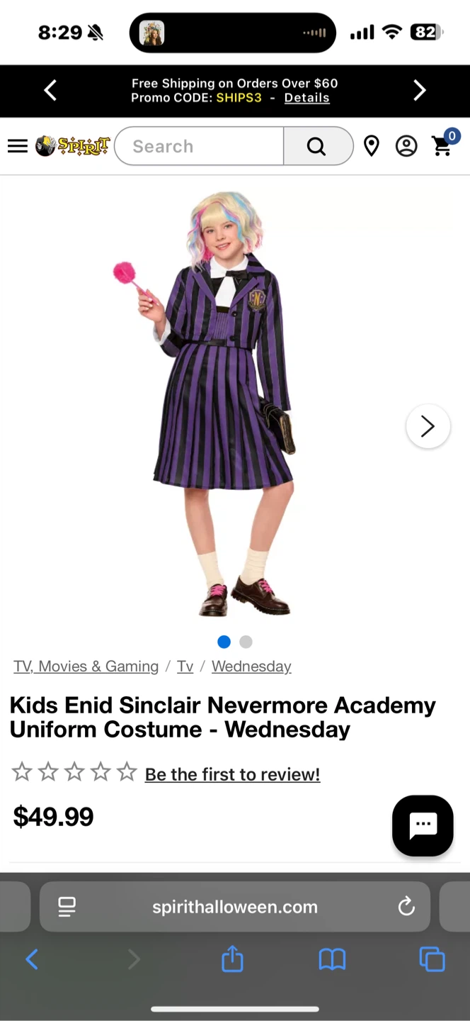 Wednesday Nevermore Academy Uniform Costume Dress Size S