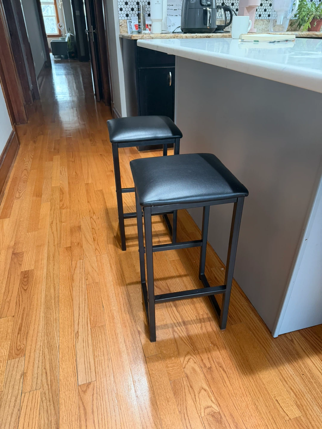 Set of 2 Black Faux Leather Bar Stools - photo 3