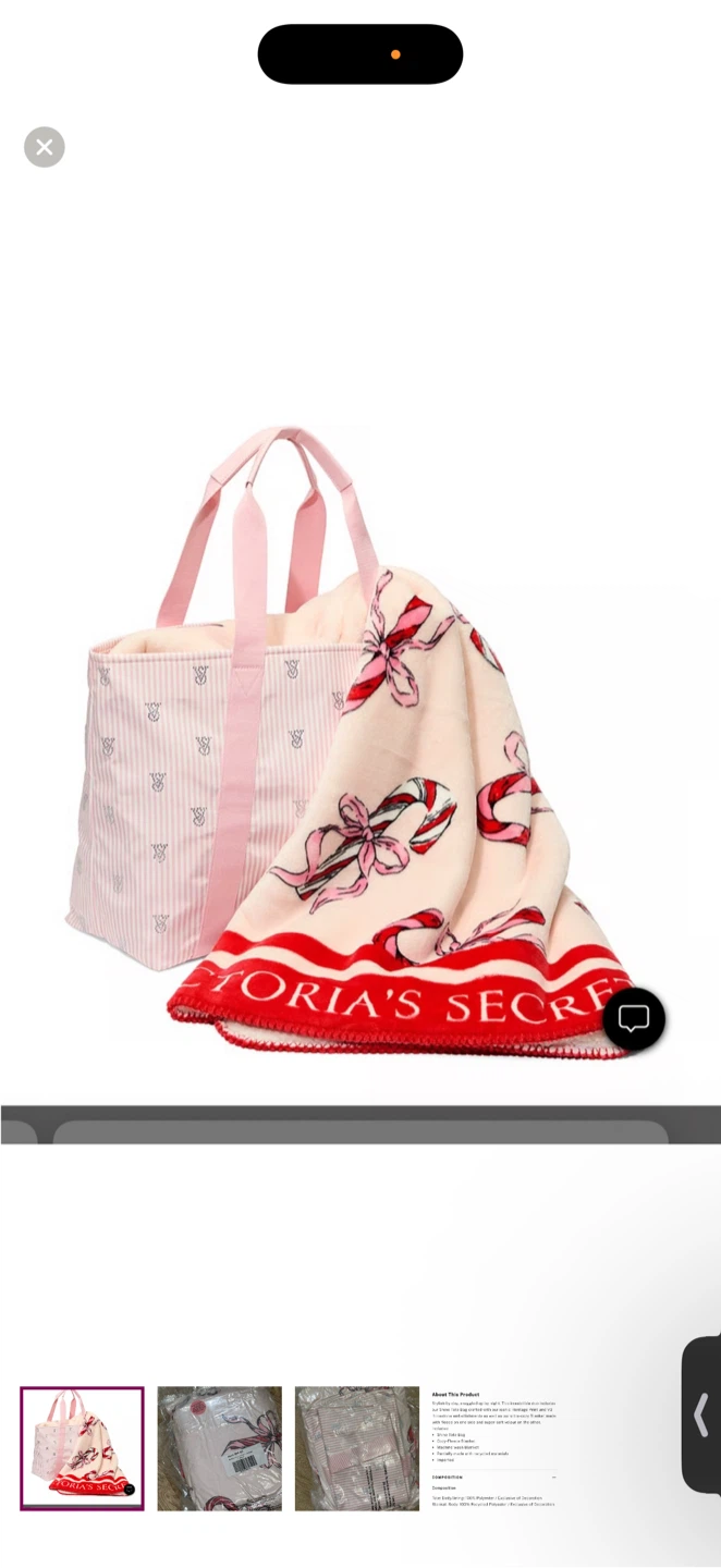 Victoria's Secret Pink Tote Bag with Candy Cane Scarf