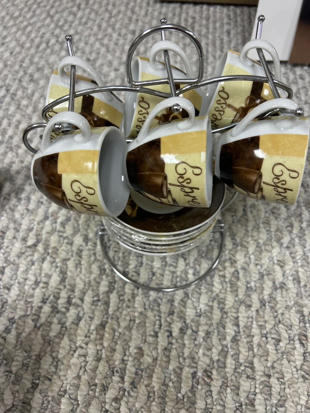 Espresso Cups and Saucers Set with Rack