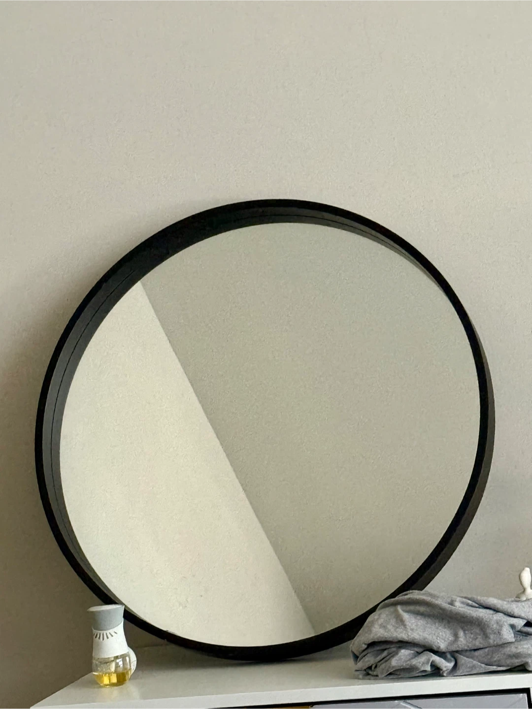 Arch Floor Mirror with Gold Frame and round black frame mirror - photo 3