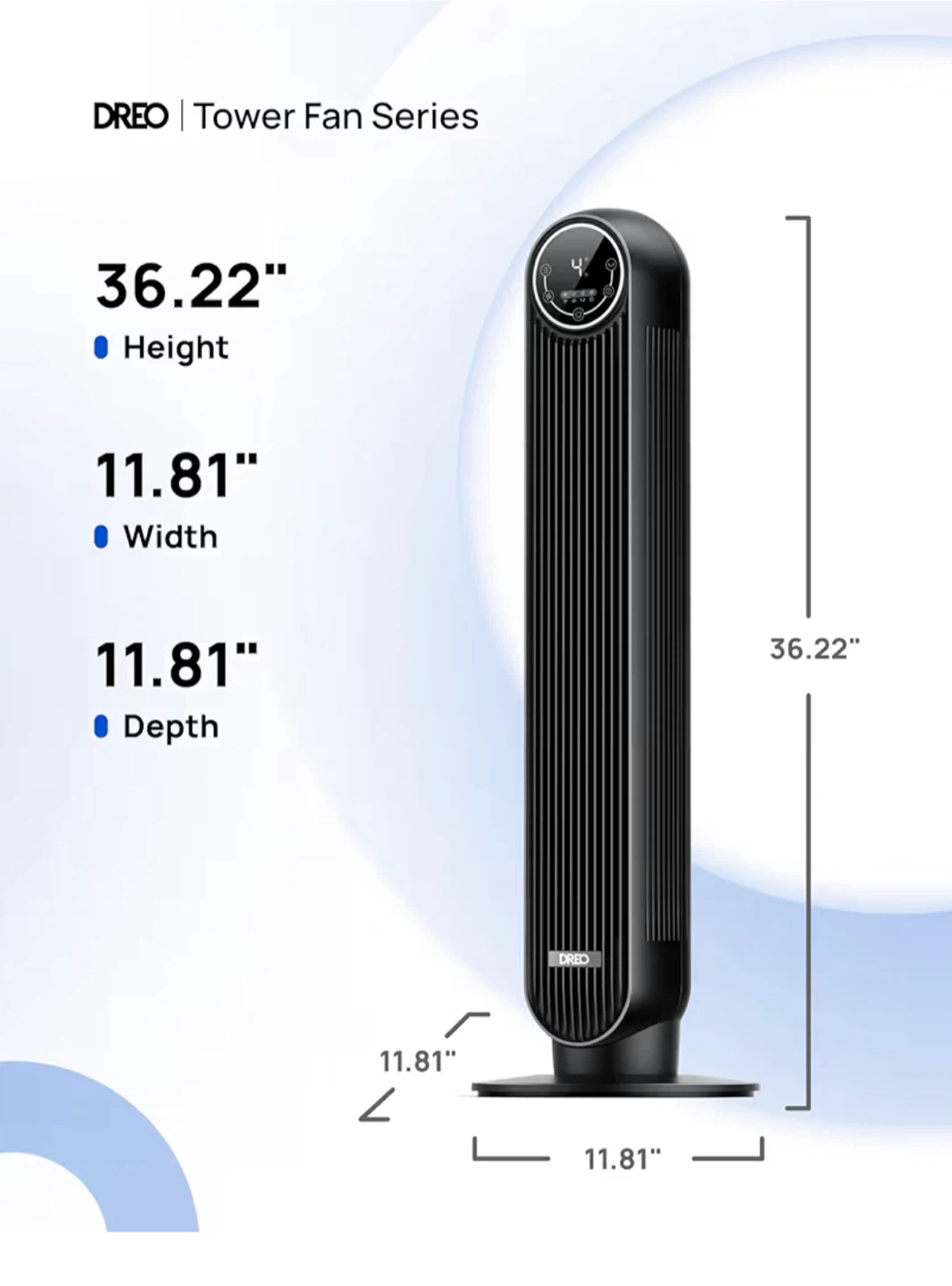 Dreo Tower Fan 36.22" Height Black - photo 2