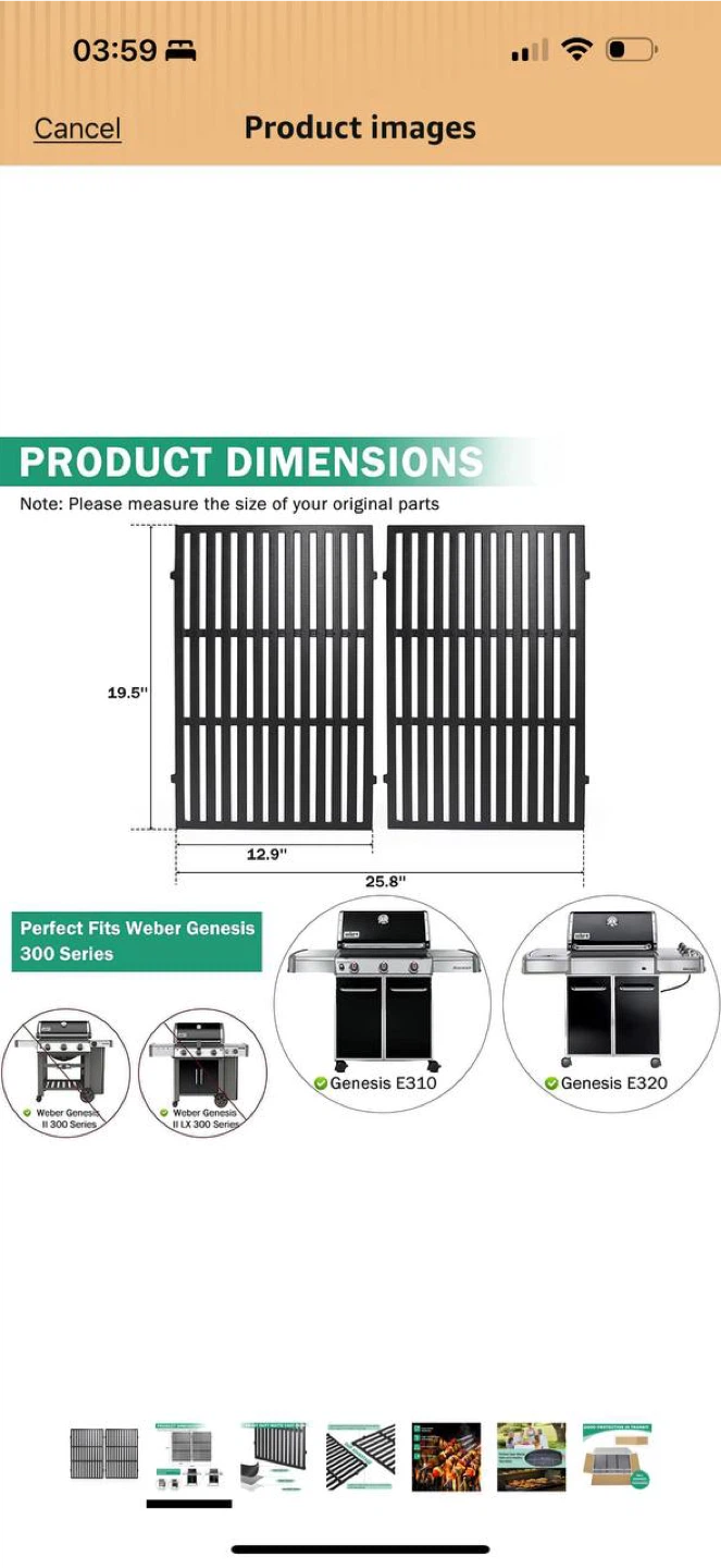 Cast Iron Cooking Grates for Weber Genesis 300 Series – New - photo 3