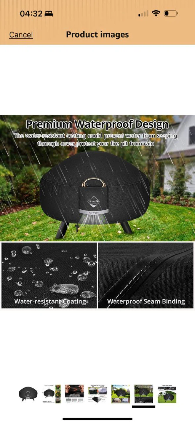 HOME Fire Pit Cover 32” – Heavy Duty Waterproof Outdoor - photo 3