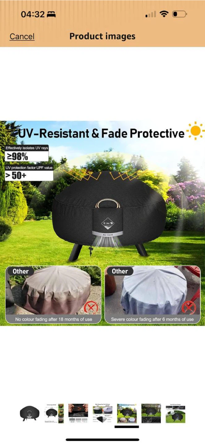 HOME Fire Pit Cover 32” – Heavy Duty Waterproof Outdoor - photo 2