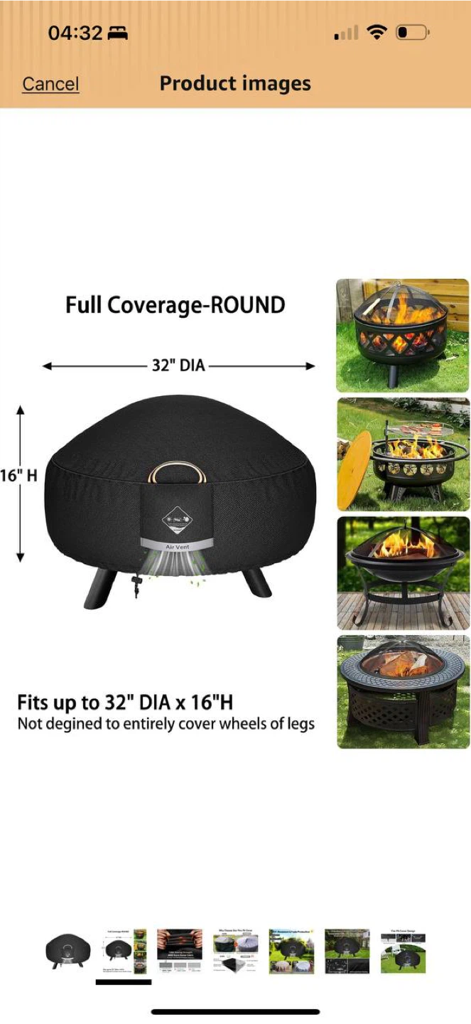 HOME Fire Pit Cover 32” – Heavy Duty Waterproof Outdoor - photo 5