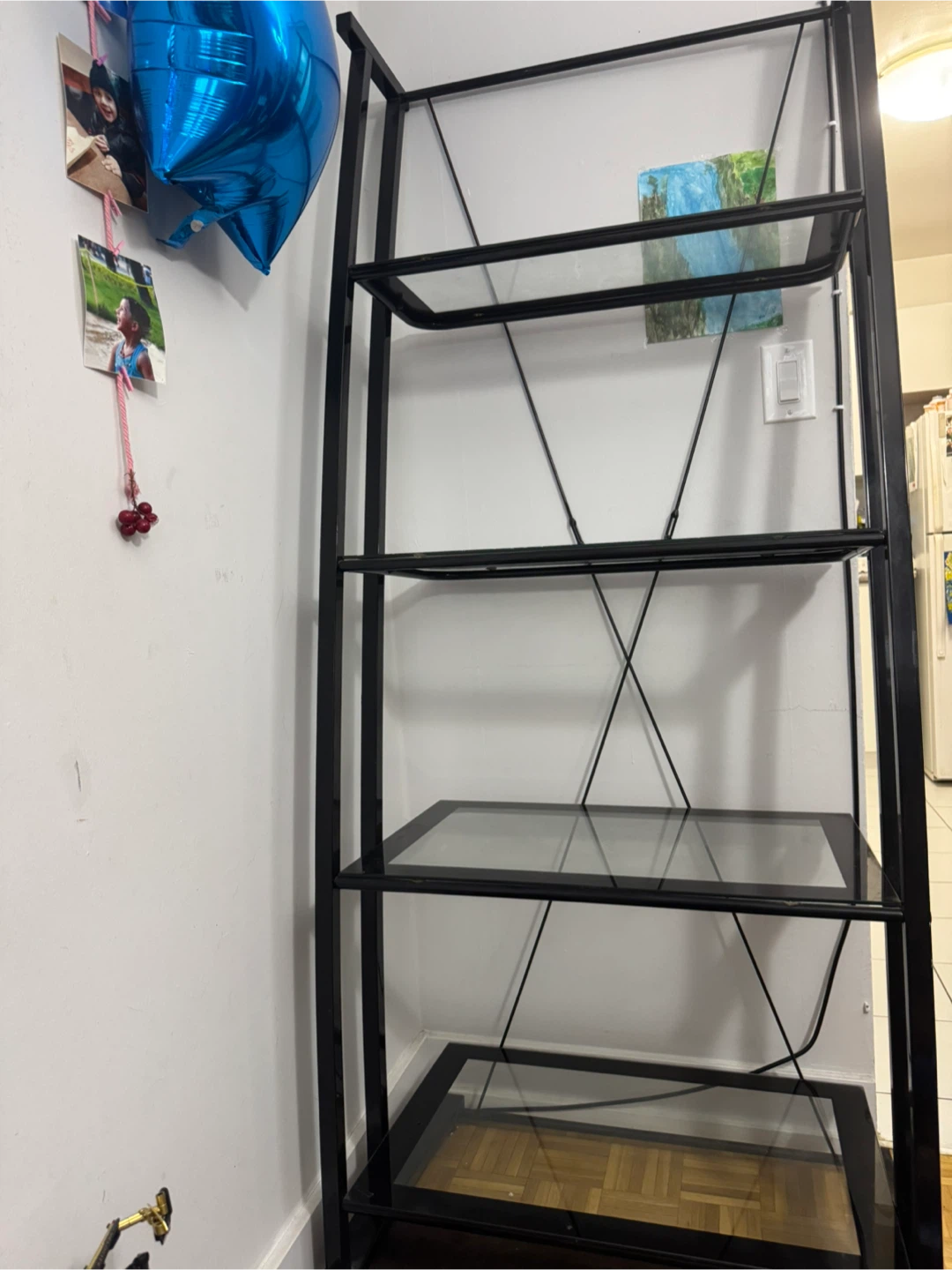 Black metal and glass shelving unit - photo 3
