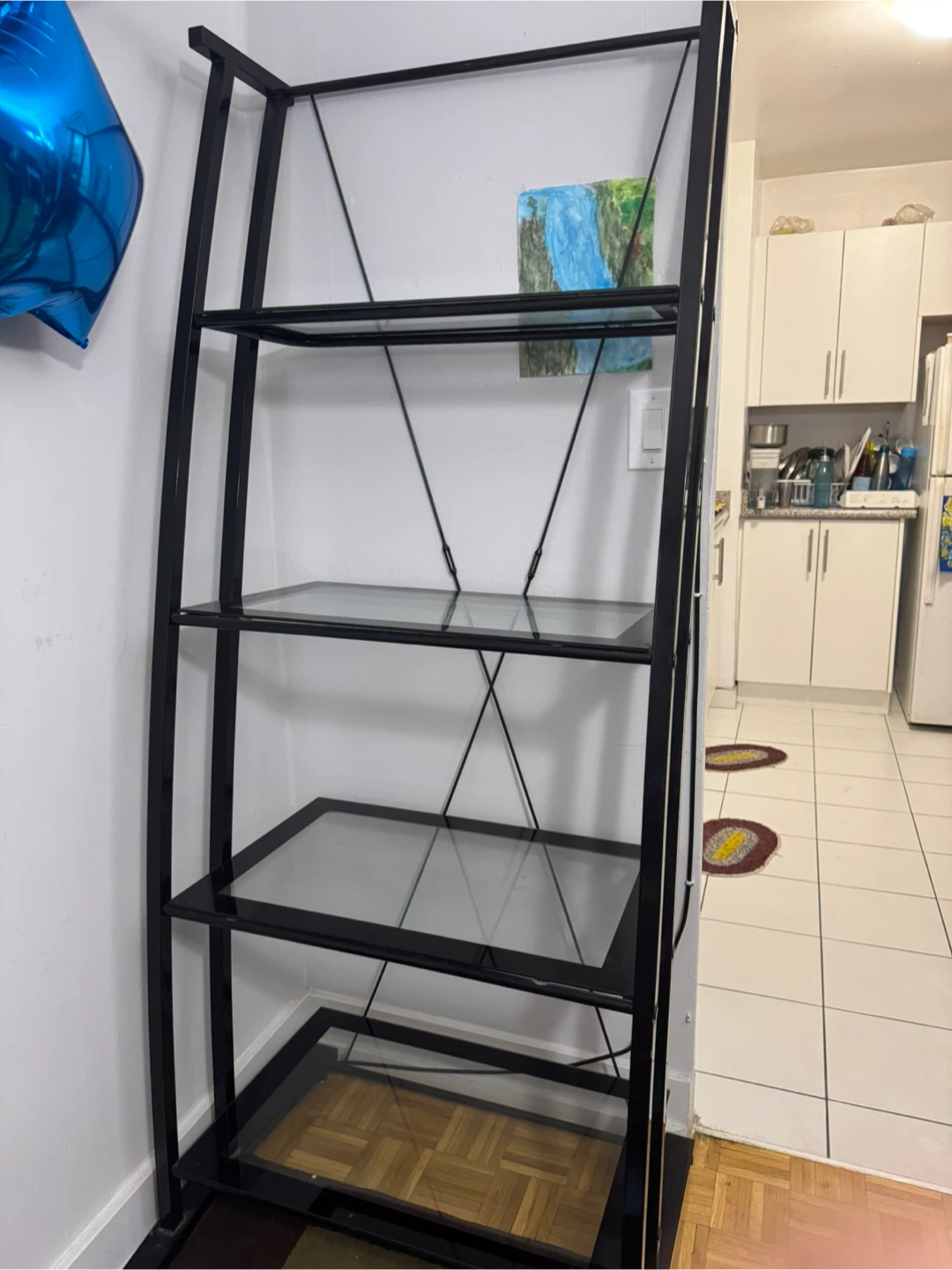 Black metal and glass shelving unit - photo 2