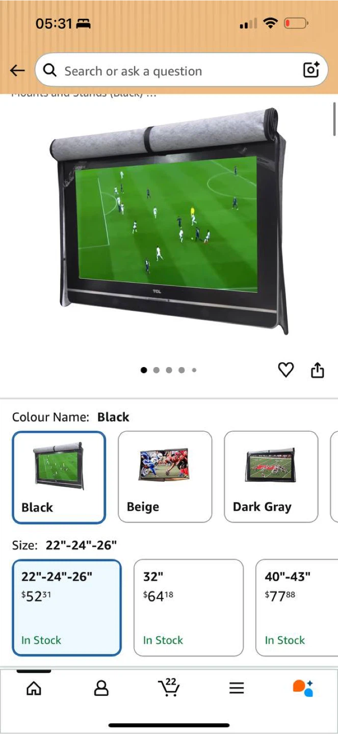 A1Cover Outdoor TV Cover 22”–26” – Weather Resistant – Black - photo 2