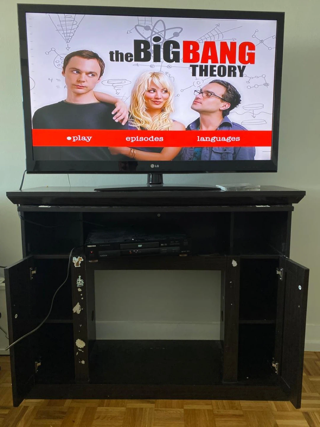 Dark Wood Media Stand with Glass Top TV stand - photo 2