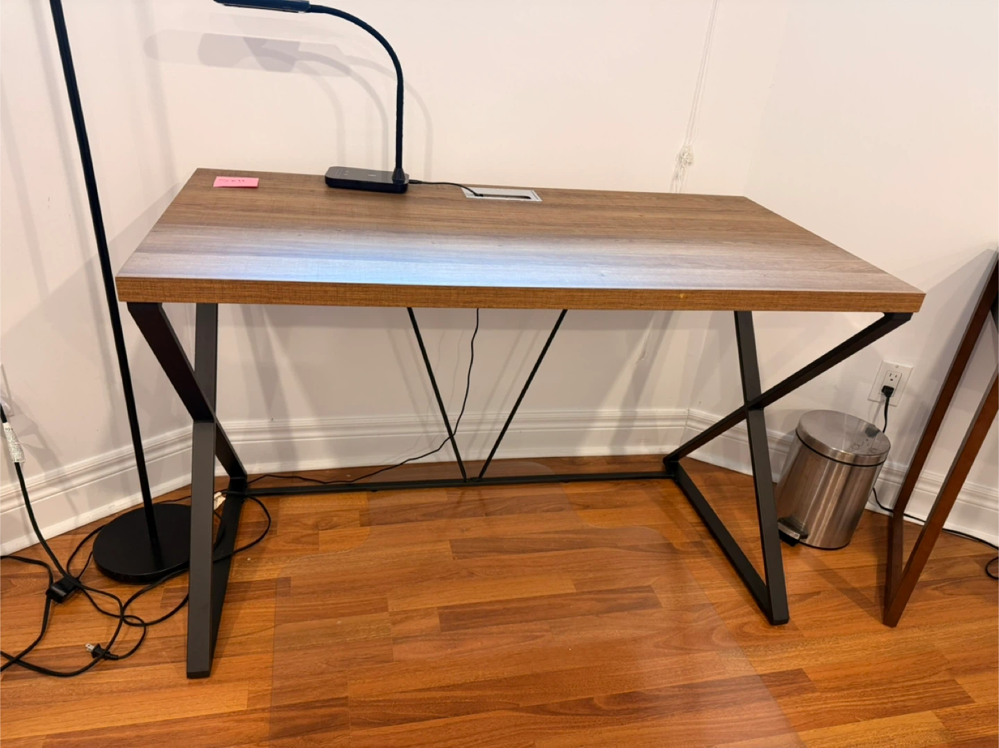 Modern Wood Top Desk with Built-in Grommet