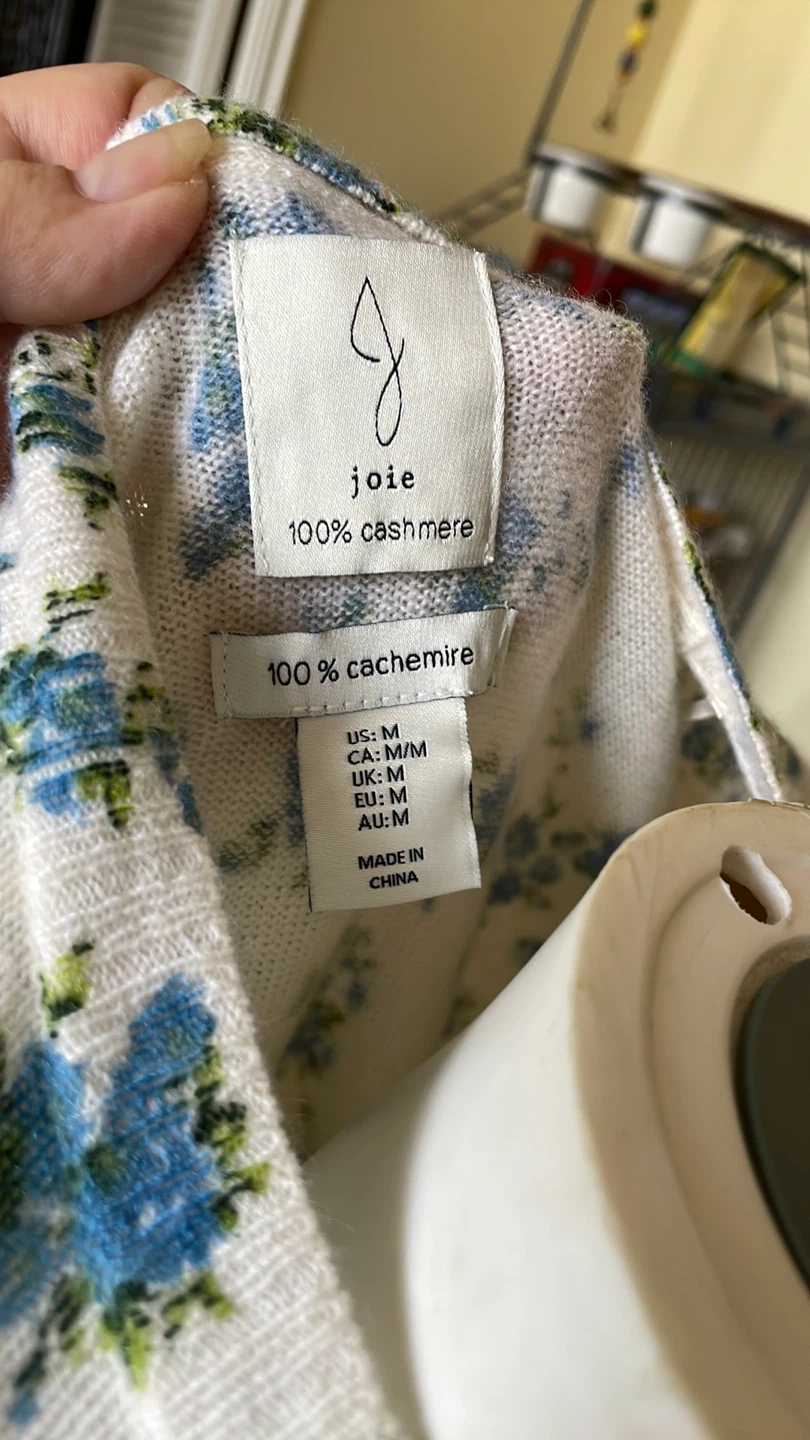 Joie 100% Cashmere Floral Cardigan Size M - photo 4