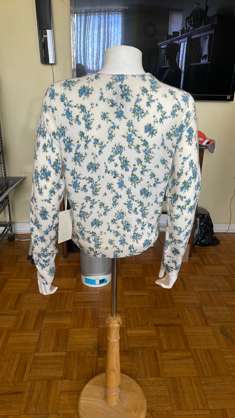 Joie 100% Cashmere Floral Cardigan Size M - photo 3