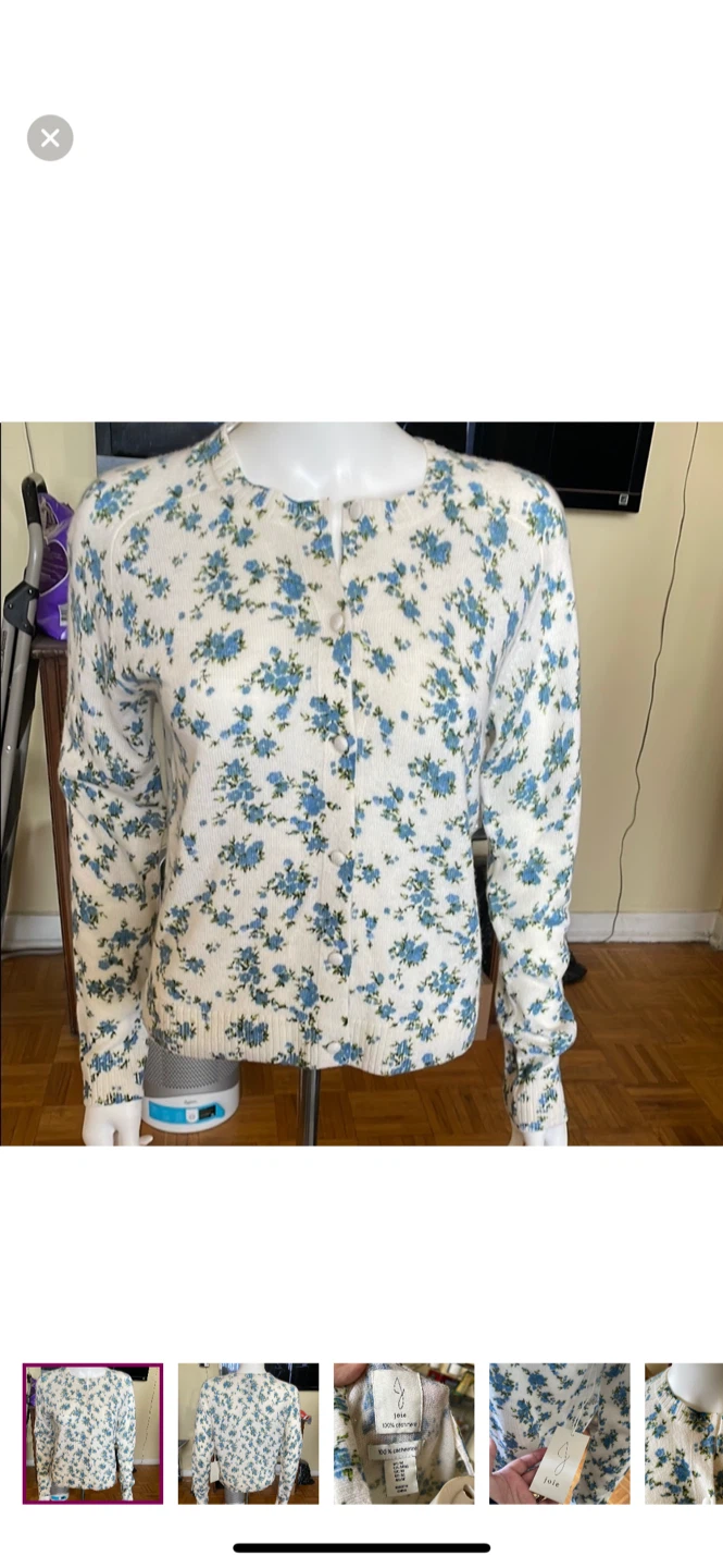 Joie 100% Cashmere Floral Cardigan Size M - photo 2