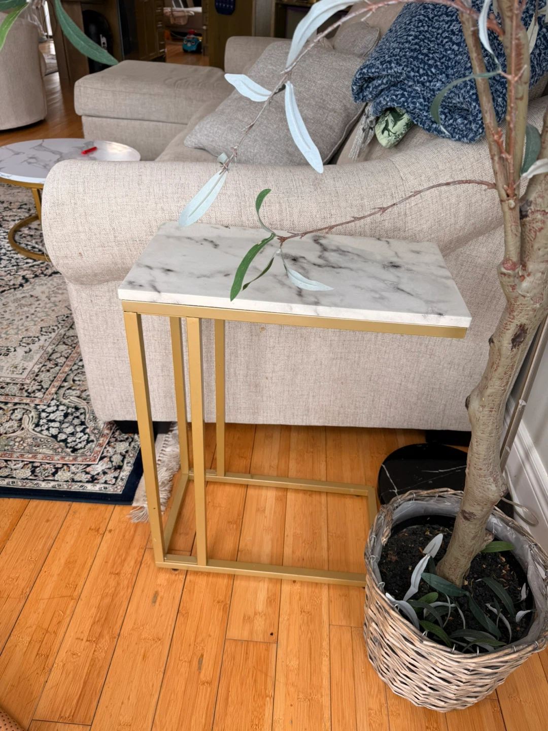 Marble Look C-Table with Gold Frame - set of 2 - photo 2