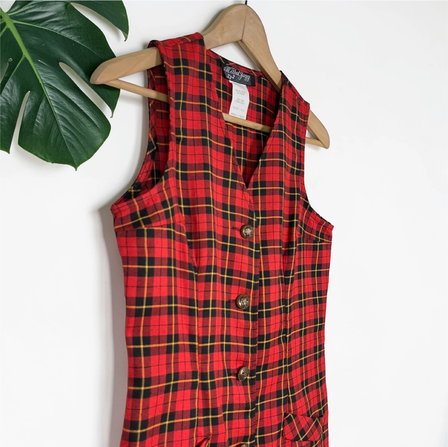All That Jazz Vintage 90s Tartan Plaid Button Front Dress - photo 5