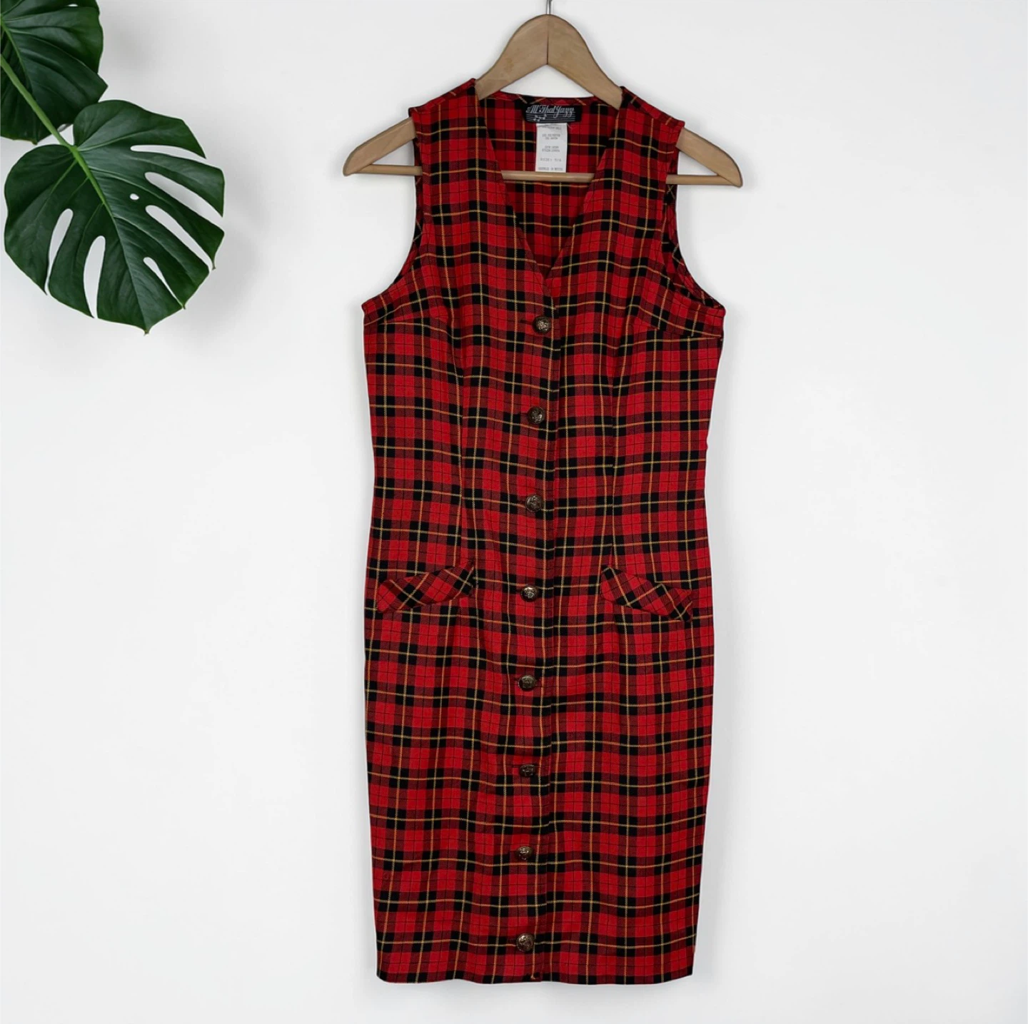 All That Jazz Vintage 90s Tartan Plaid Button Front Dress - photo 3