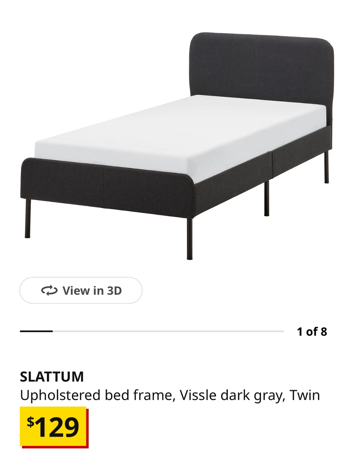 IKEA SLATTUM Twin Upholstered Bed Frame - photo 5