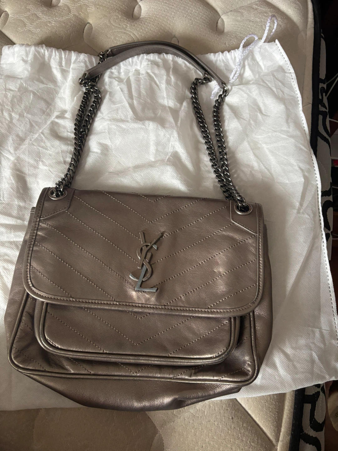Saint Laurent YSL Monogram Bag - Metallic Bronze